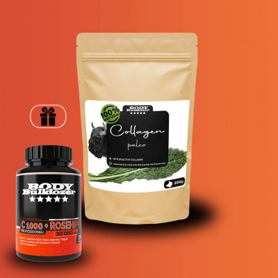 Natural 100% Paleo Collagen 200 g + C 1000 Rosehip 30 tabl - BodyBulldozer