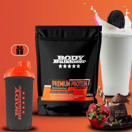 Premium Protein 1000 g + Shaker fekete narancssárga 500ml - BodyBulldozer